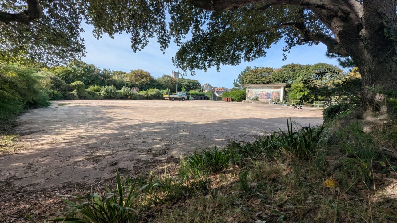 Former tennis courts at North Lodge Park viewed from Overstrand Road